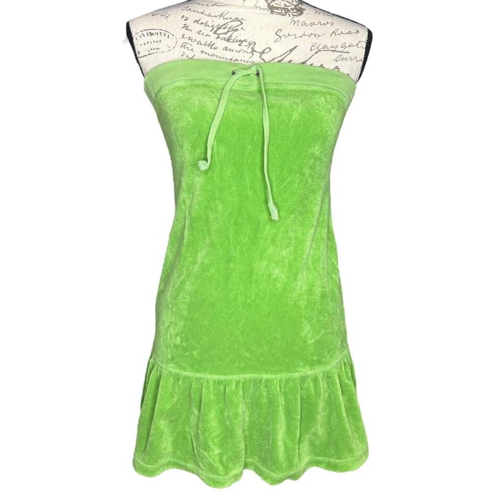 Juicy Couture strapless dress terrycloth Kelly lime Green vintage Y2K size small